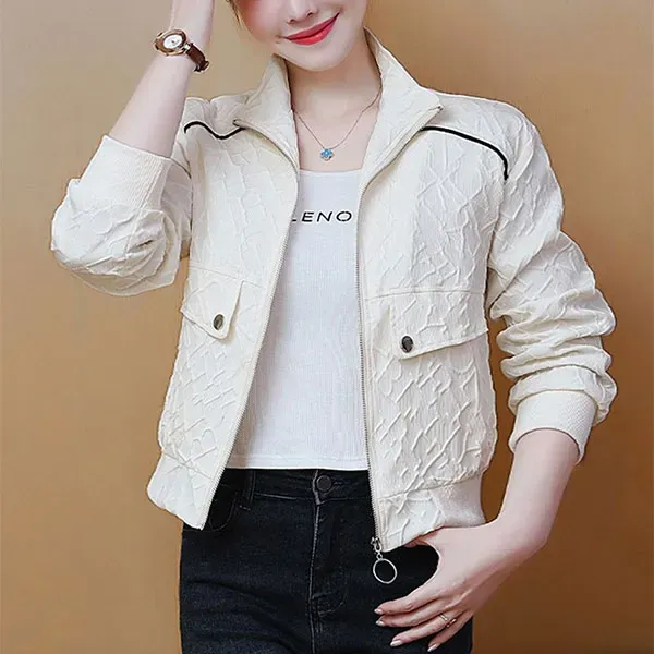 Casual Zip-Up Long Sleeve Quilted Jacket