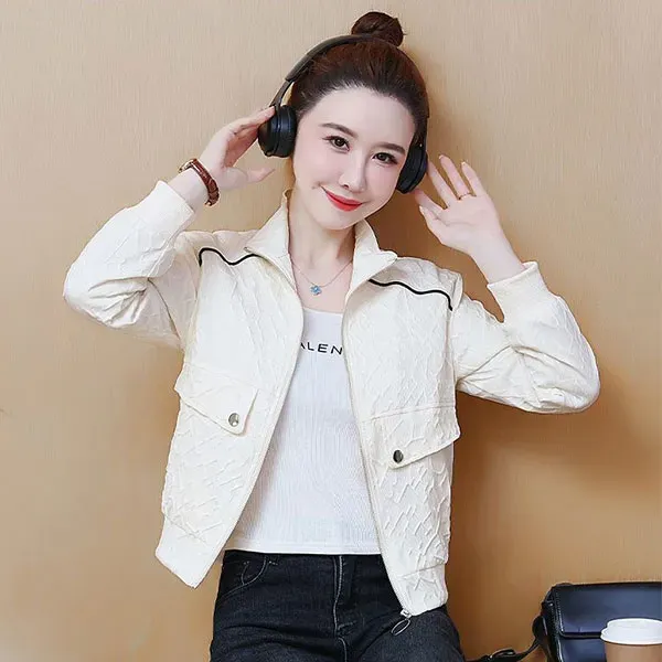 Casual Zip-Up Long Sleeve Quilted Jacket