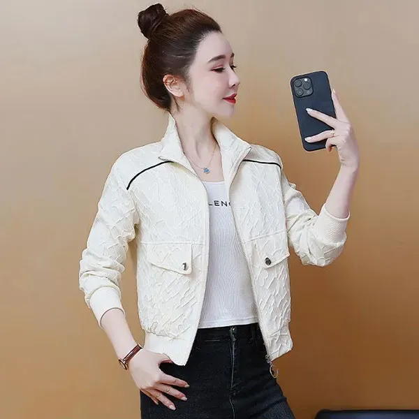 Casual Zip-Up Long Sleeve Quilted Jacket