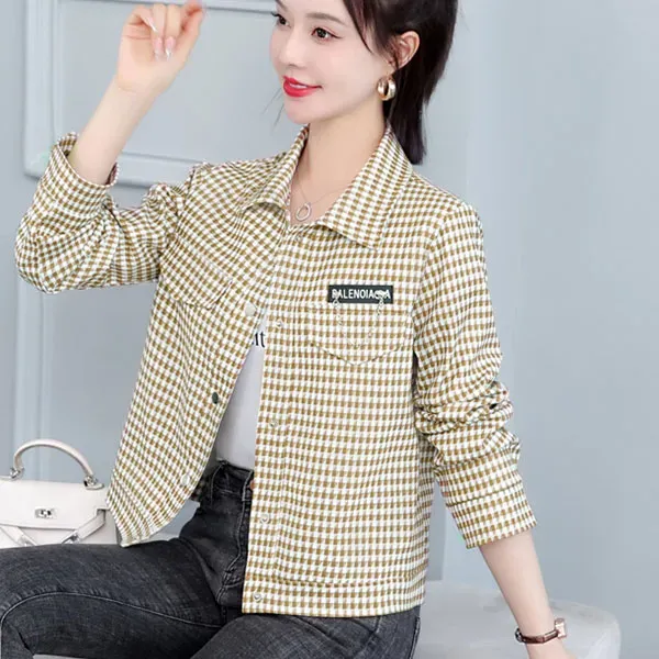Stylish Houndstooth Button-Up Jacket