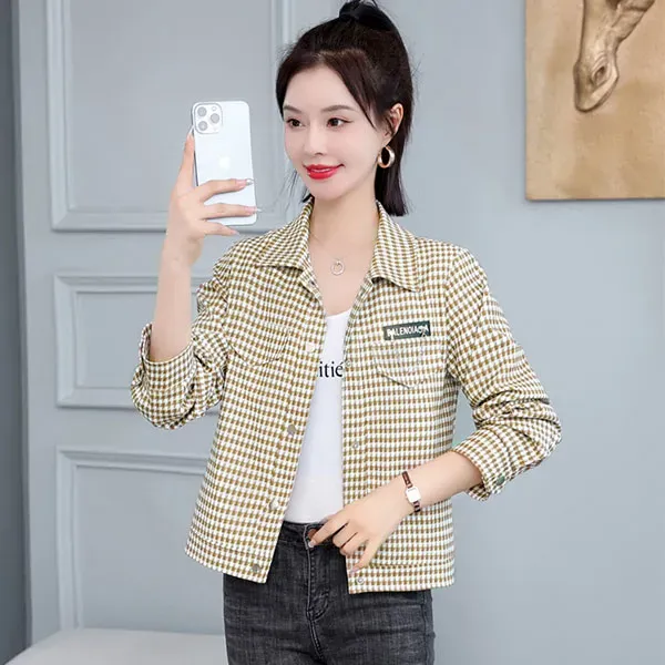 Stylish Houndstooth Button-Up Jacket