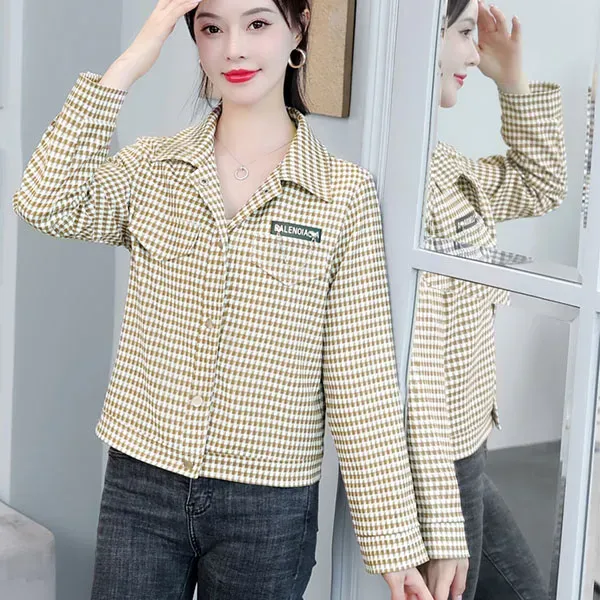Stylish Houndstooth Button-Up Jacket