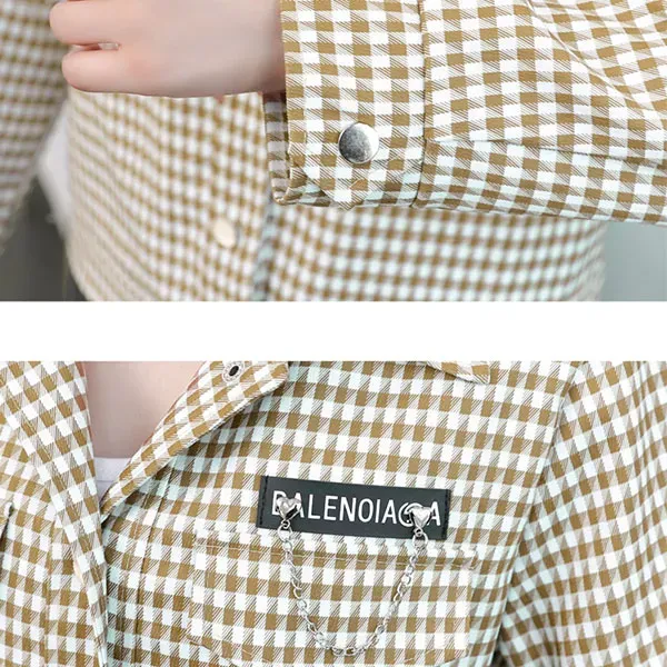 Stylish Houndstooth Button-Up Jacket