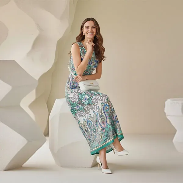 Boho Paisley Sleeveless Casual Maxi Dress