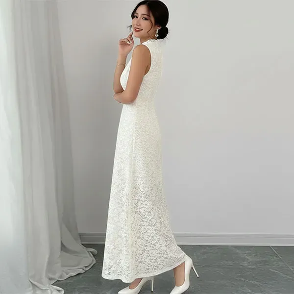 Floral Lace Sleeveless Maxi Dress