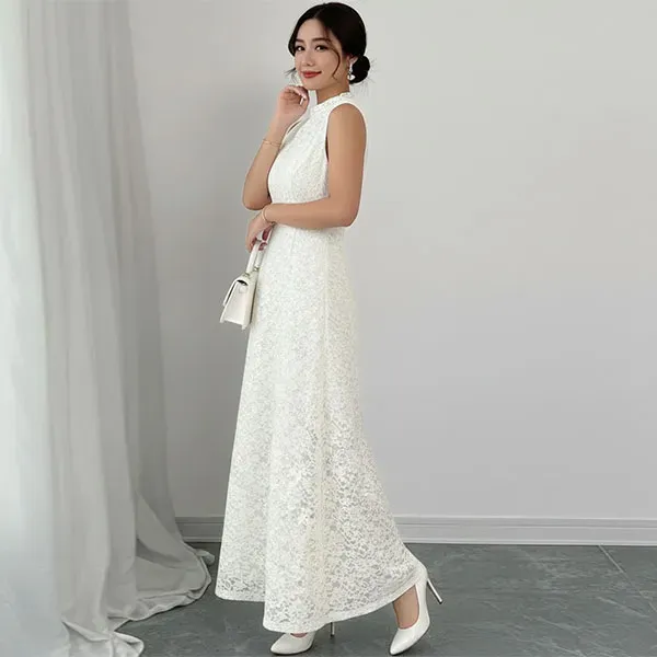 Floral Lace Sleeveless Maxi Dress