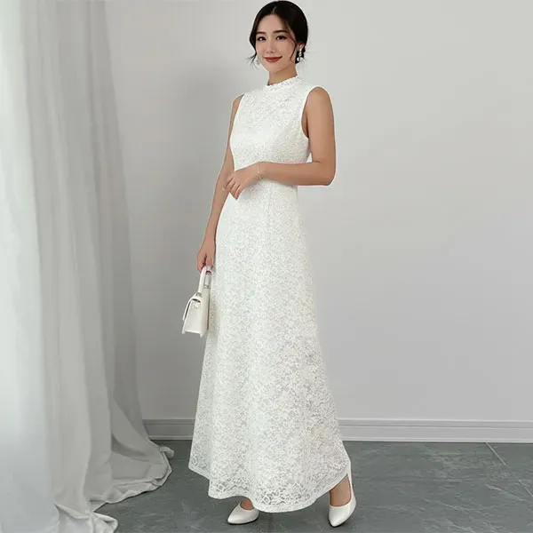 Floral Lace Sleeveless Maxi Dress