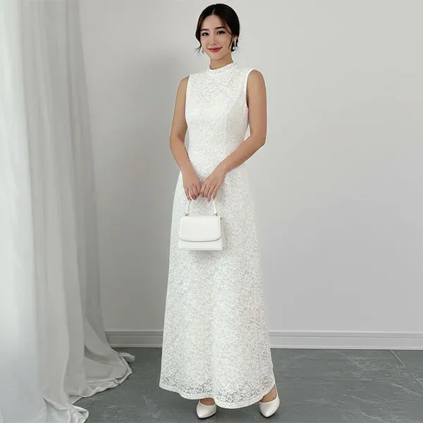 Floral Lace Sleeveless Maxi Dress