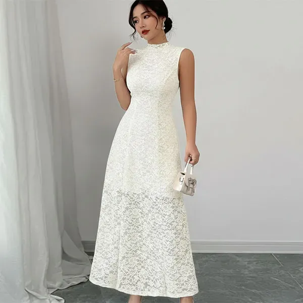 Floral Lace Sleeveless Maxi Dress