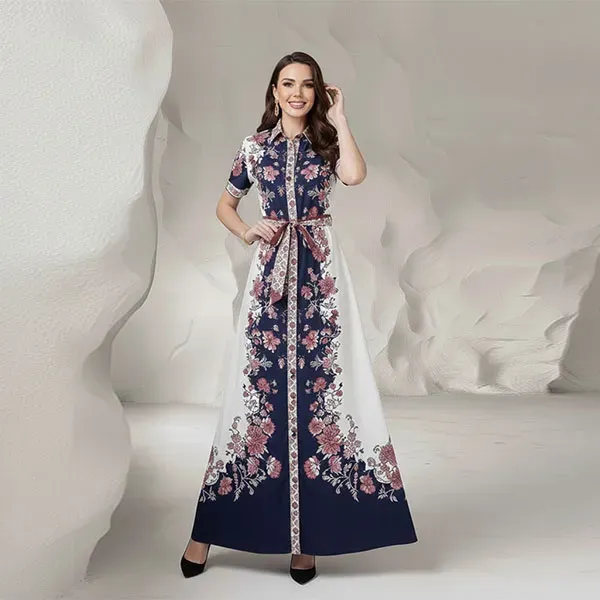 Vintage Floral Button-Up Maxi Dress