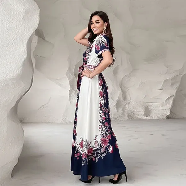 Vintage Floral Button-Up Maxi Dress