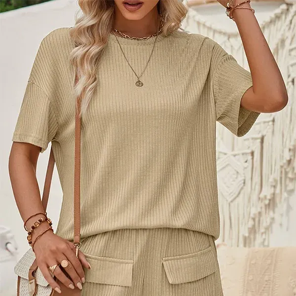 Comfortable Short Sleeve Top and Shorts Set