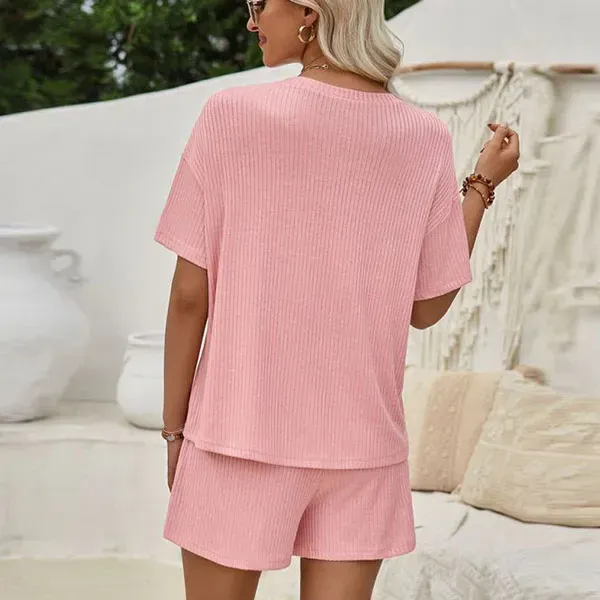 Comfortable Short Sleeve Top and Shorts Set