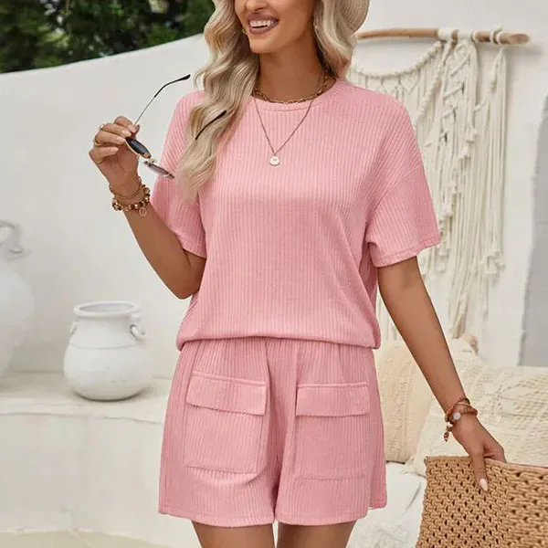 Comfortable Short Sleeve Top and Shorts Set