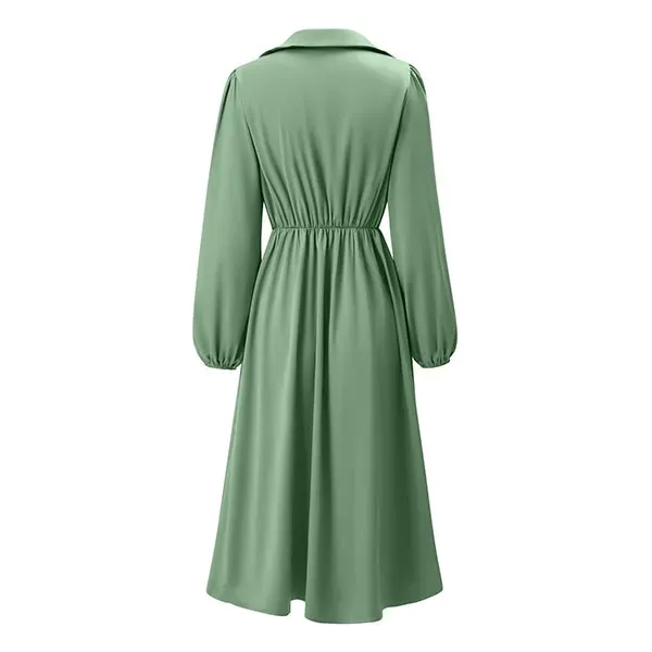 Casual Wrap V-Neck Tie Waist Midi Dress