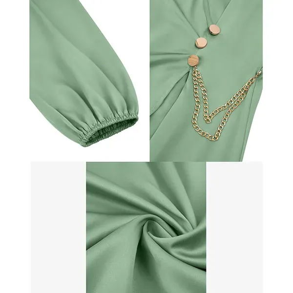 Casual Wrap V-Neck Tie Waist Midi Dress