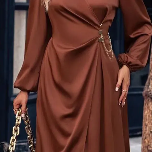 Casual Wrap V-Neck Tie Waist Midi Dress
