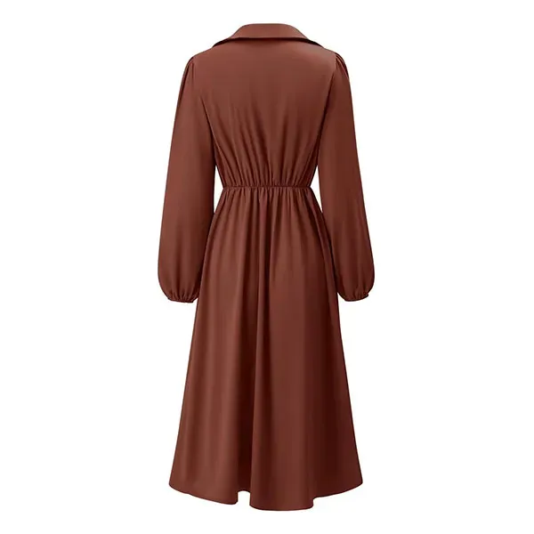 Casual Wrap V-Neck Tie Waist Midi Dress