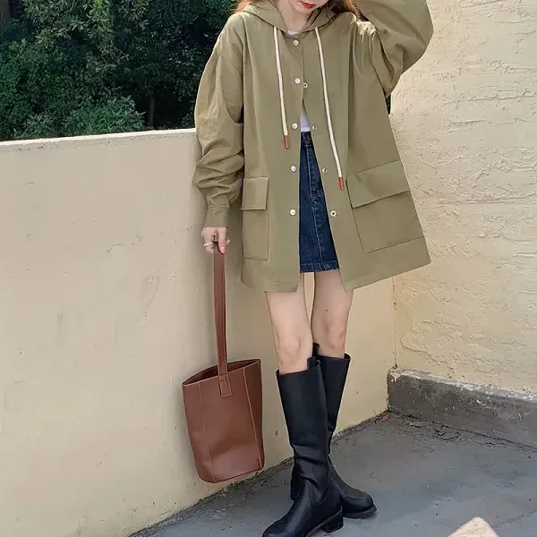 Casual Lightweight Hooded Button-Up Jacket