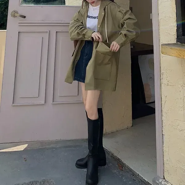 Casual Lightweight Hooded Button-Up Jacket