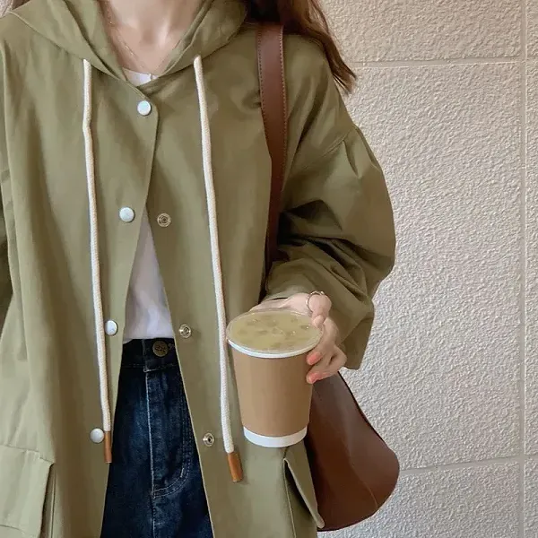 Casual Lightweight Hooded Button-Up Jacket