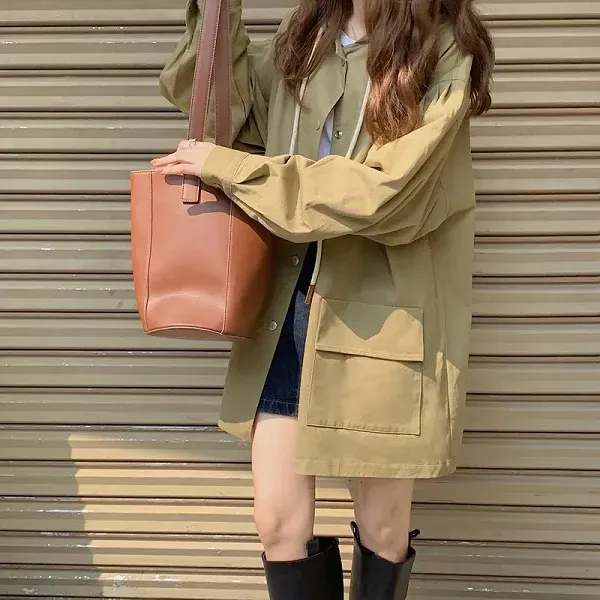 Casual Lightweight Hooded Button-Up Jacket