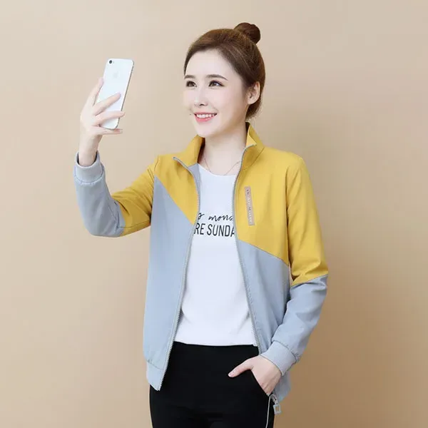 Yellow and Grey Color Block Windbreaker