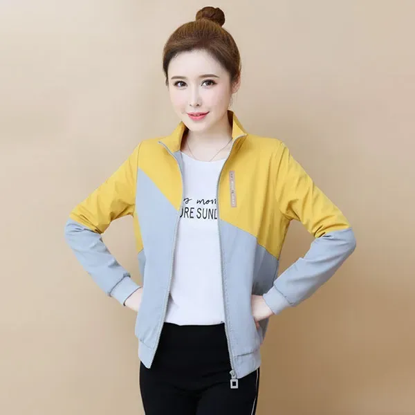 Yellow and Grey Color Block Windbreaker