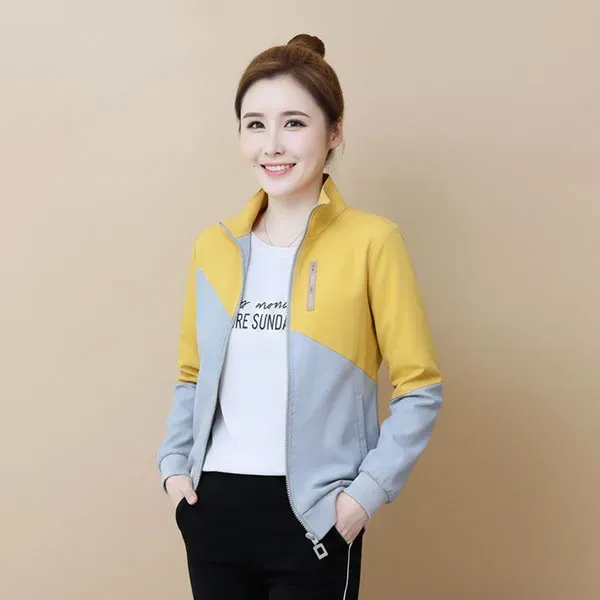Yellow and Grey Color Block Windbreaker