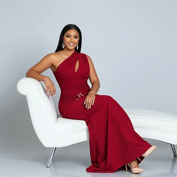 Glitter One-Shoulder Mermaid Maxi Dress