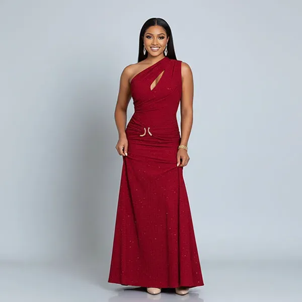 Glitter One-Shoulder Mermaid Maxi Dress