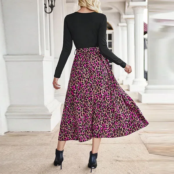 Chic Leopard Print Criss-Cross Midi Dress