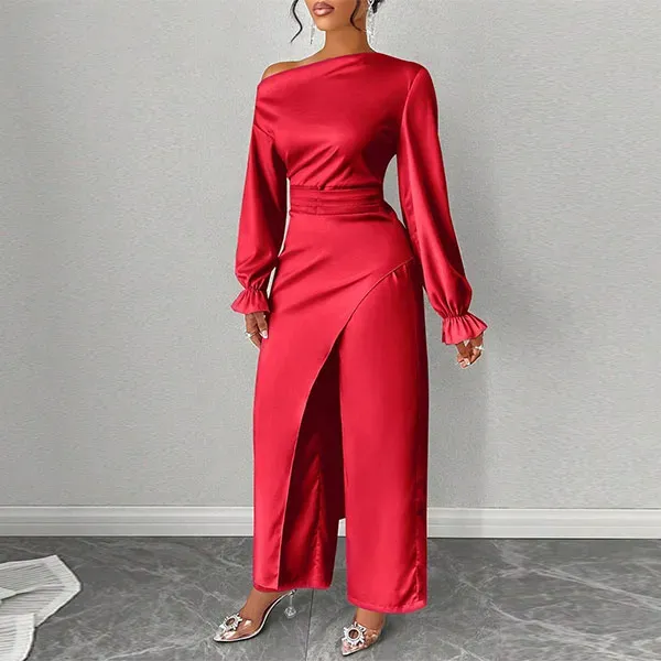 Elegant One-Shoulder Asymmetric Set