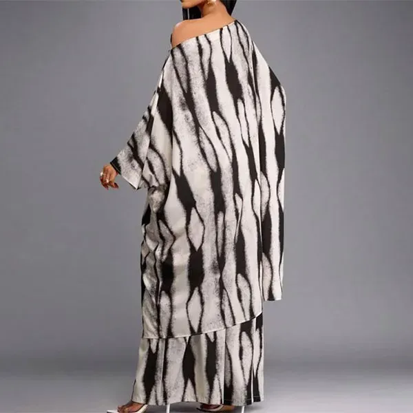 Tie-Dye Kaftan Top and Wide Leg Pant Set