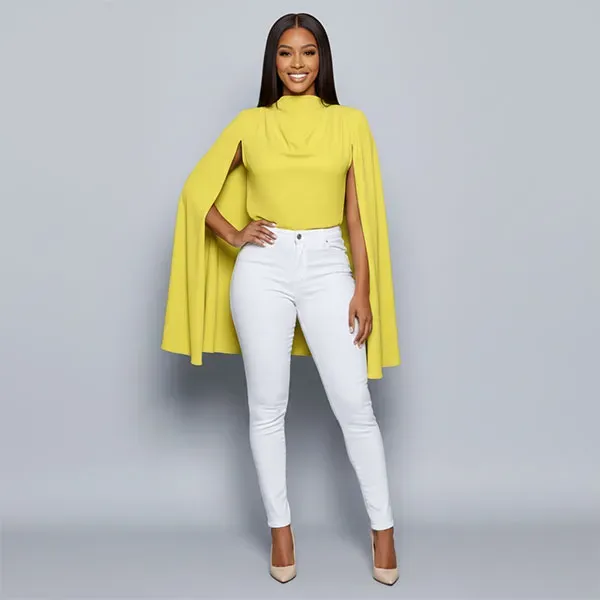 Elegant High-Neck Sleeveless Cape Top