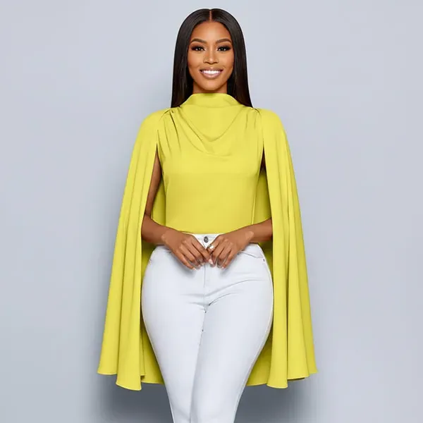 Elegant High-Neck Sleeveless Cape Top