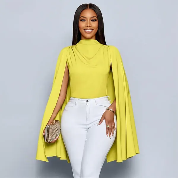 Elegant High-Neck Sleeveless Cape Top