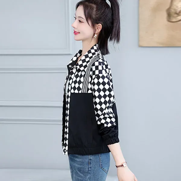 Black and White Harlequin Checkered Jacket