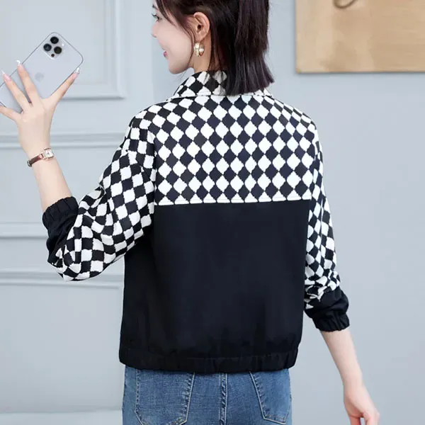 Black and White Harlequin Checkered Jacket