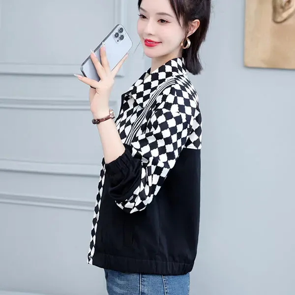Black and White Harlequin Checkered Jacket