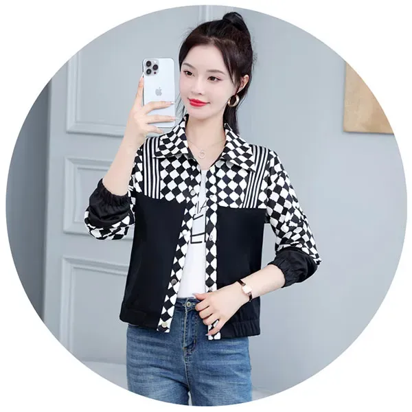 Black and White Harlequin Checkered Jacket