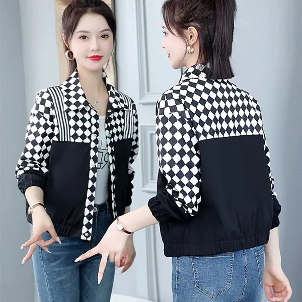 Black and White Harlequin Checkered Jacket
