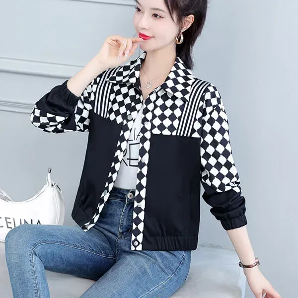 Black and White Harlequin Checkered Jacket