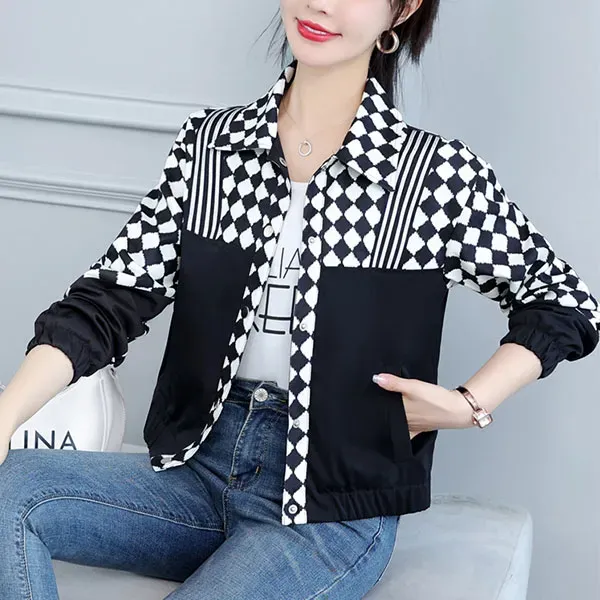 Black and White Harlequin Checkered Jacket