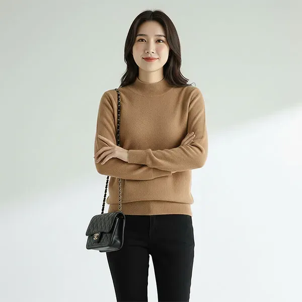Thumbnail of Minimalist Mock Neck Cashmere Knit Sweater