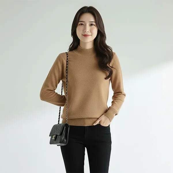 Thumbnail of Minimalist Mock Neck Cashmere Knit Sweater