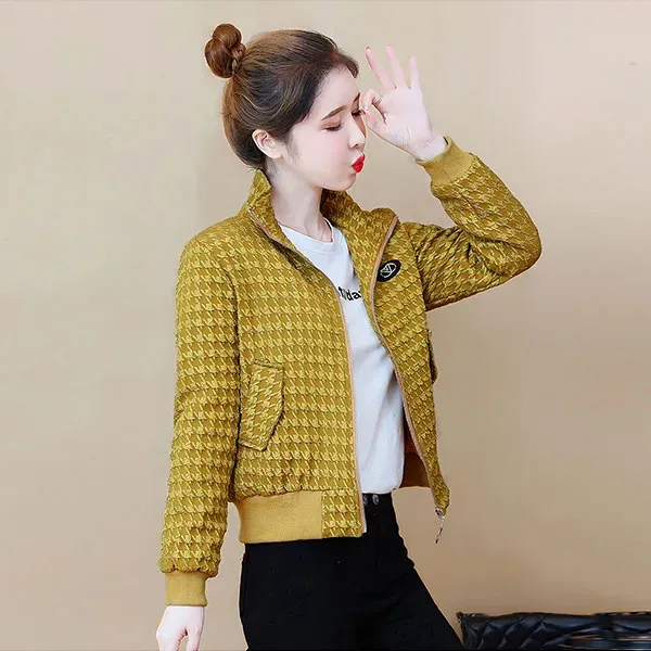 Houndstooth Plush Lined Winter Jacket