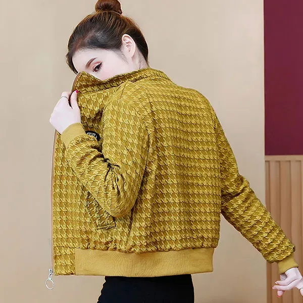 Houndstooth Plush Lined Winter Jacket