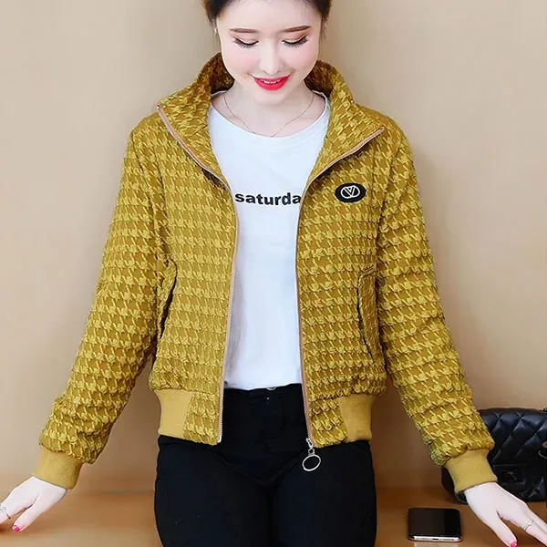 Houndstooth Plush Lined Winter Jacket