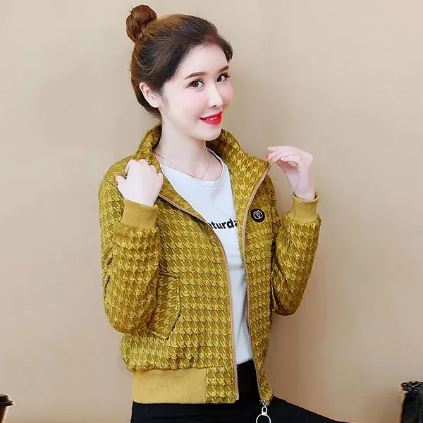 Houndstooth Plush Lined Winter Jacket